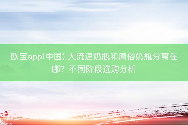 欧宝app(中国) 大流速奶瓶和庸俗奶瓶分离在哪？不同阶段选购分析