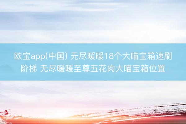 欧宝app(中国) 无尽暖暖18个大喵宝箱速刷阶梯 无尽暖暖至尊五花肉大喵宝箱位置