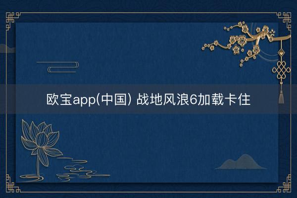 欧宝app(中国) 战地风浪6加载卡住