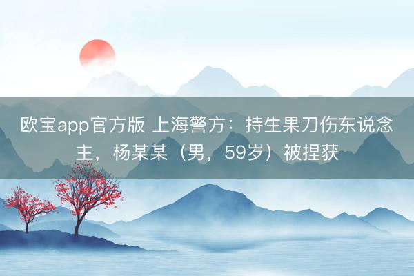 欧宝app官方版 上海警方：持生果刀伤东说念主，杨某某（男，59岁）被捏获
