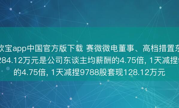 欧宝app中国官方版下载 赛微微电董事、高档措置东谈主员赵建华年薪284.12万元是公司东谈主均薪酬的4.75倍, 1天减捏9788股套现128.12万元