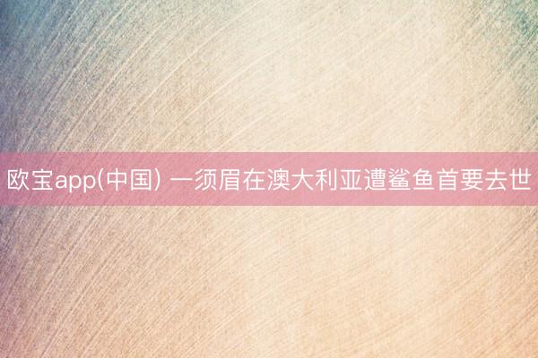 欧宝app(中国) 一须眉在澳大利亚遭鲨鱼首要去世