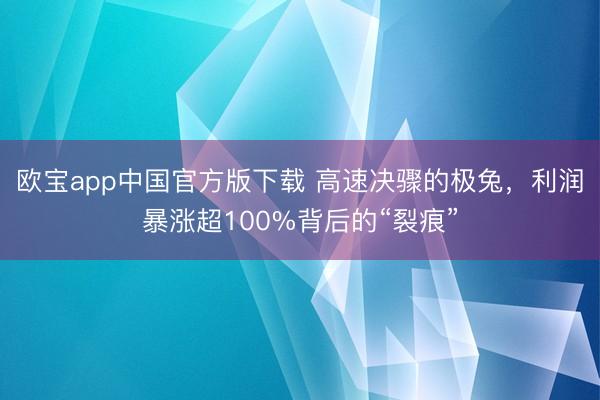 欧宝app中国官方版下载 高速决骤的极兔，利润暴涨超100%背后的“裂痕”