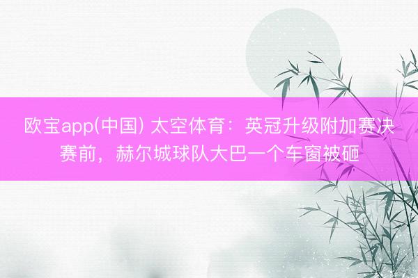 欧宝app(中国) 太空体育：英冠升级附加赛决赛前，赫尔城球队大巴一个车窗被砸