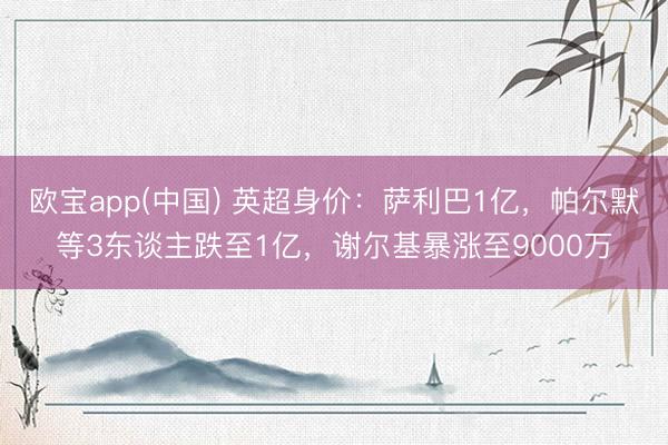 欧宝app(中国) 英超身价：萨利巴1亿，帕尔默等3东谈主跌至1亿，谢尔基暴涨至9000万
