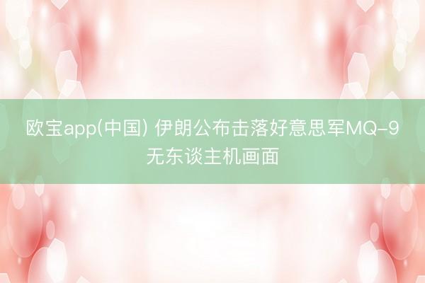 欧宝app(中国) 伊朗公布击落好意思军MQ-9无东谈主机画面