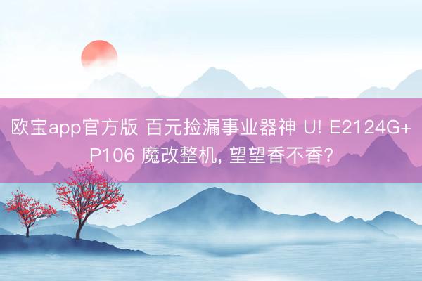欧宝app官方版 百元捡漏事业器神 U! E2124G+P106 魔改整机， 望望香不香?