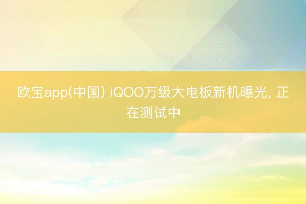欧宝app(中国) iQOO万级大电板新机曝光， 正在测试中