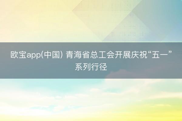 欧宝app(中国) 青海省总工会开展庆祝“五一”系列行径
