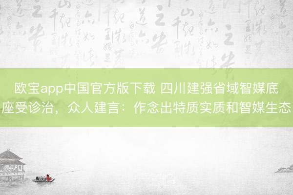 欧宝app中国官方版下载 四川建强省域智媒底座受诊治,众人建言:作念出特质实质和智媒生态