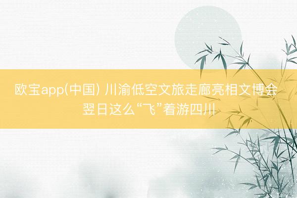 欧宝app(中国) 川渝低空文旅走廊亮相文博会 翌日这么“飞”着游四川