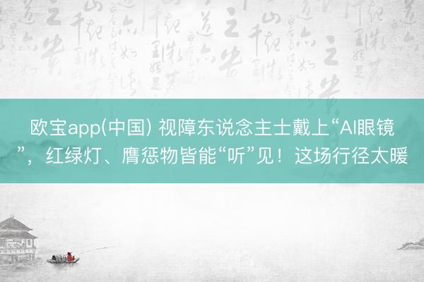 欧宝app(中国) 视障东说念主士戴上“AI眼镜”,红绿灯、膺惩物皆能“听”见!这场行径太暖